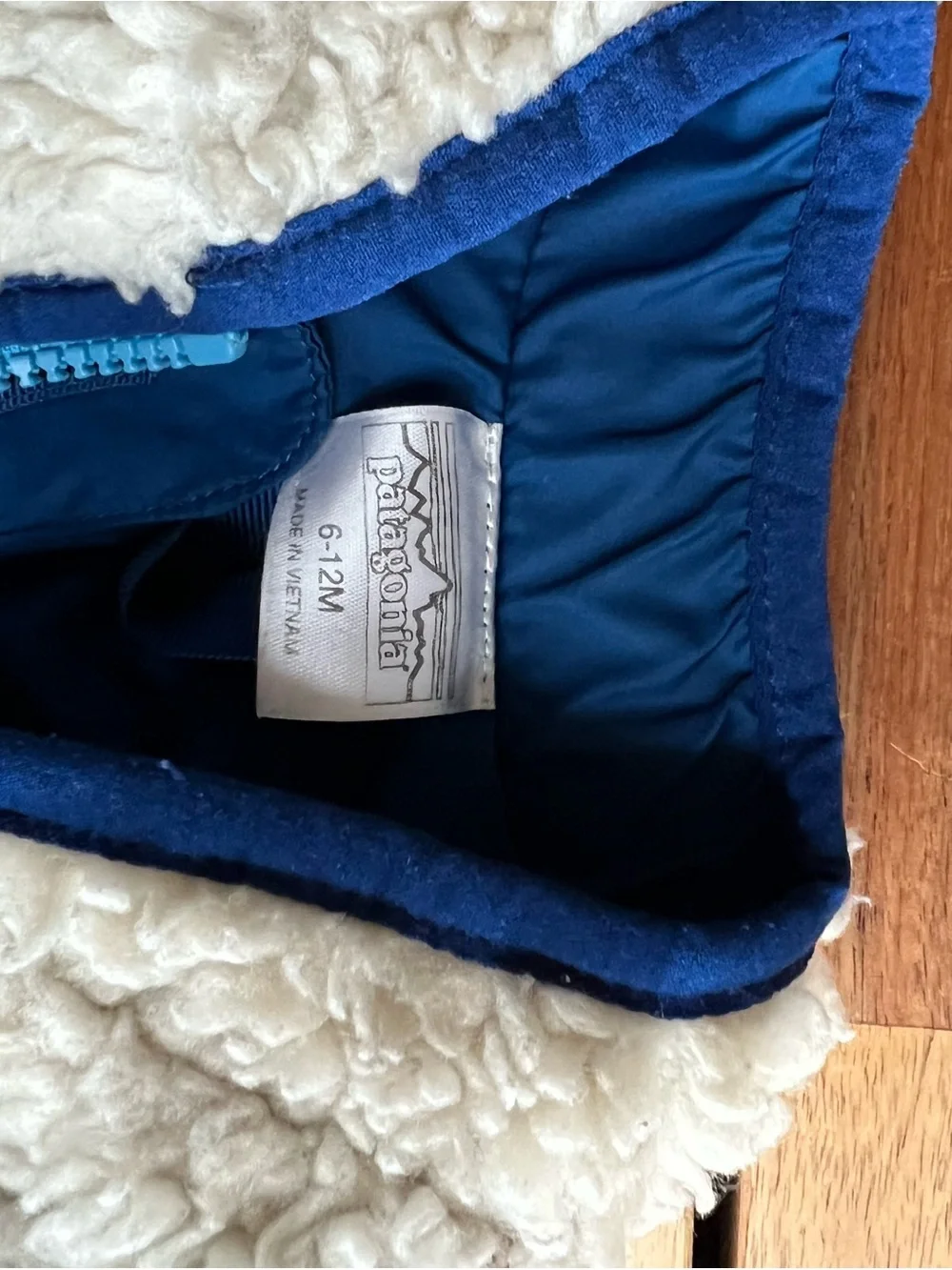 Patagonia Kids Shearling Jacket in Cream and Blue